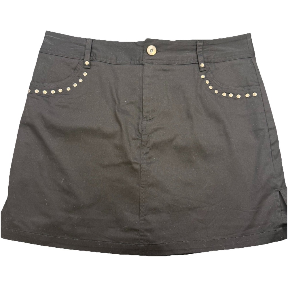 Bamboo Traders‎ Black Solid Chic Mini Skort With Pockets Studs Size 12